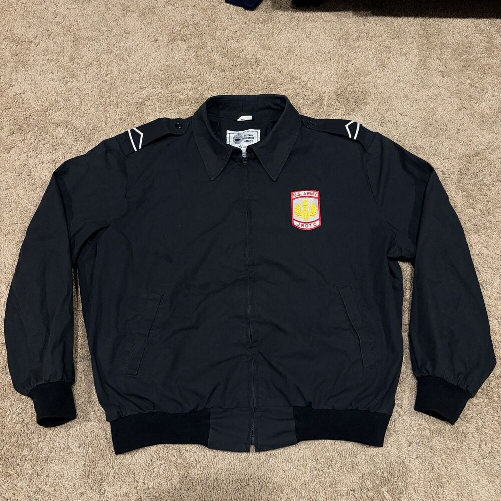 US Army JROTC Windbreaker Jacket Large DLA Garrison Collection Military Black